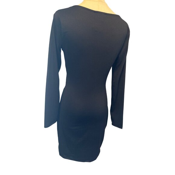 2/$30 NWT PrettyLittleThing 6 Black Bodycon Cut-Out Long Sleeve Mini Dress - Picture 9 of 16